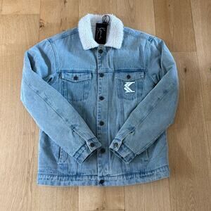 Karl Kani Denim Jacket Sherpa Between Seasons Size L Blue